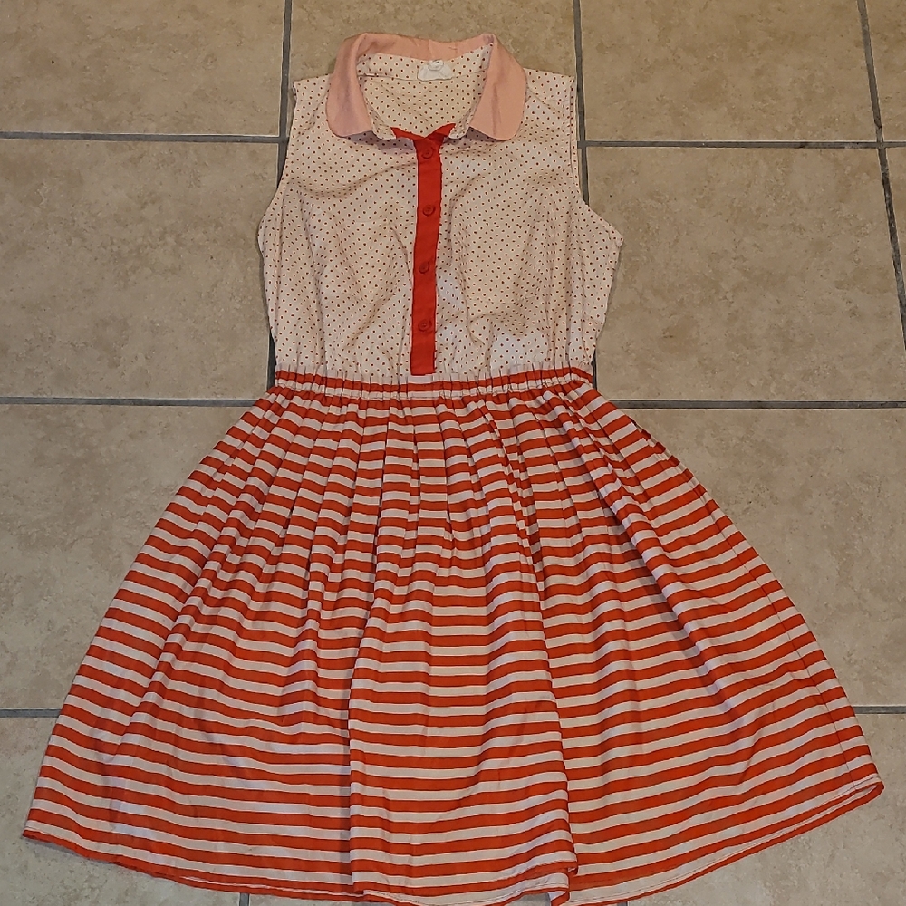 Maison Jules Polka Dot and Striped Kids Dress